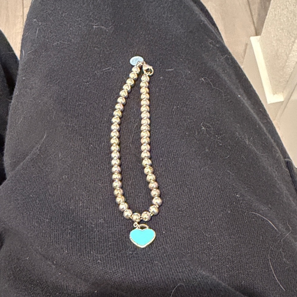Tiffany Chic Silver and Blue Heart Necklace